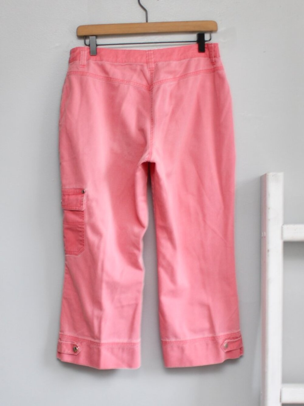 Bushwacker Pink Peachy Vintage Y2K Capri Cropped Cargo Utility Pants Size 10 - Picture 2 of 5